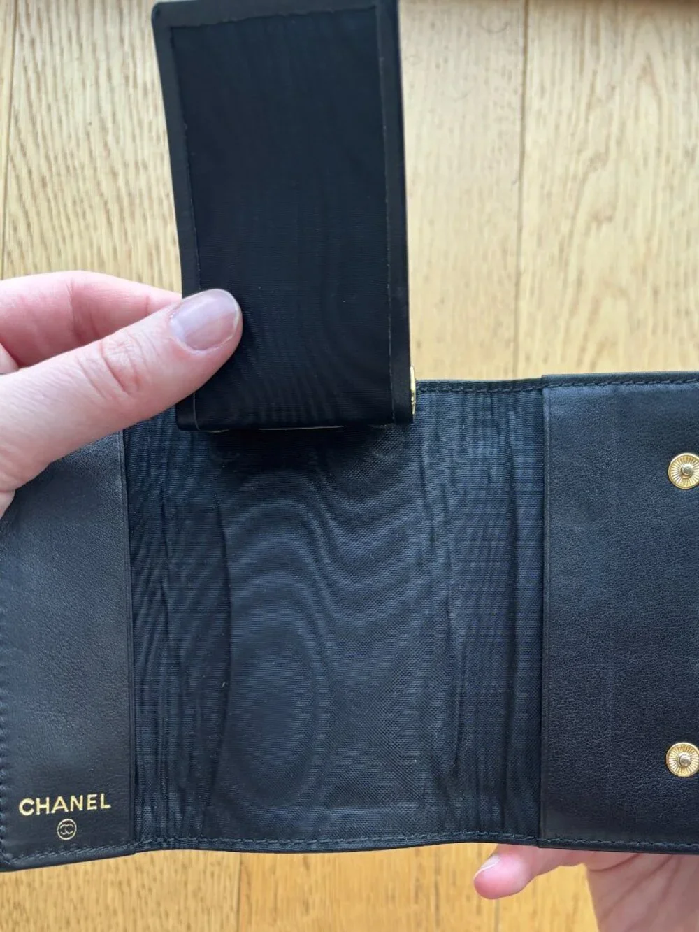 Authentic CHANEL Black Leather 6-Key Holder | Gold Hardware